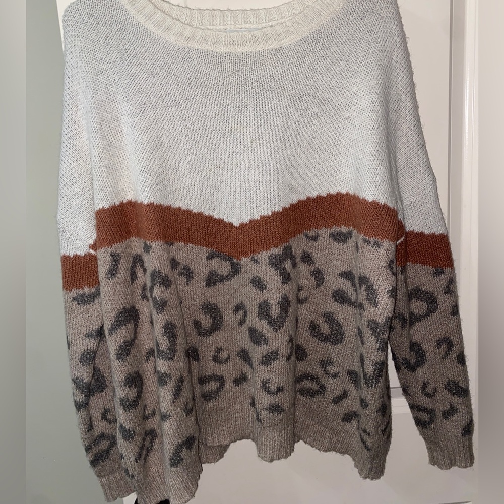 boutique cheetah color block sweater size medium